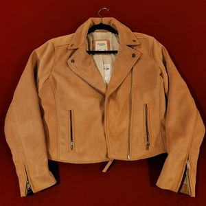 Womens Faux Suede Blush Pink Moto Jacket Size XL